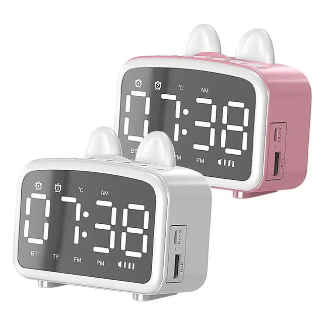 Smart digital väckarklocka med kaninöron