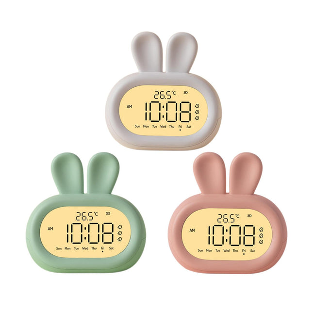 Söt kanin väckarklocka med nattlampa