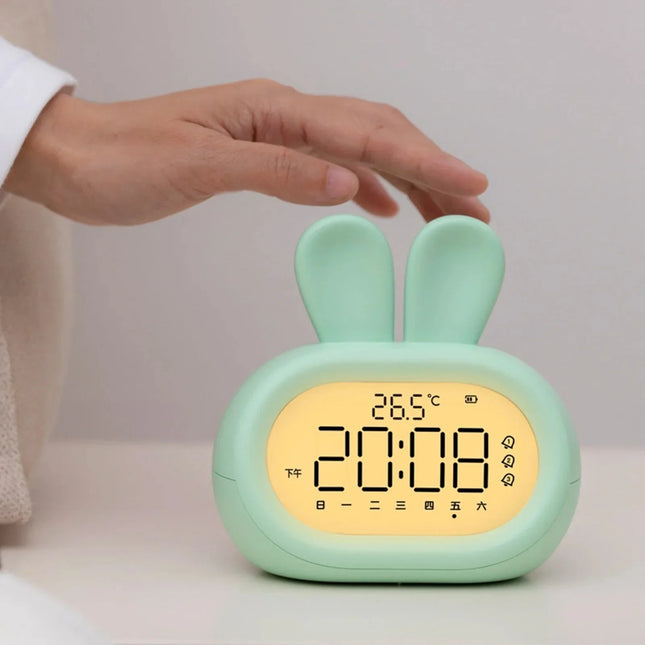 Söt kanin väckarklocka med nattlampa