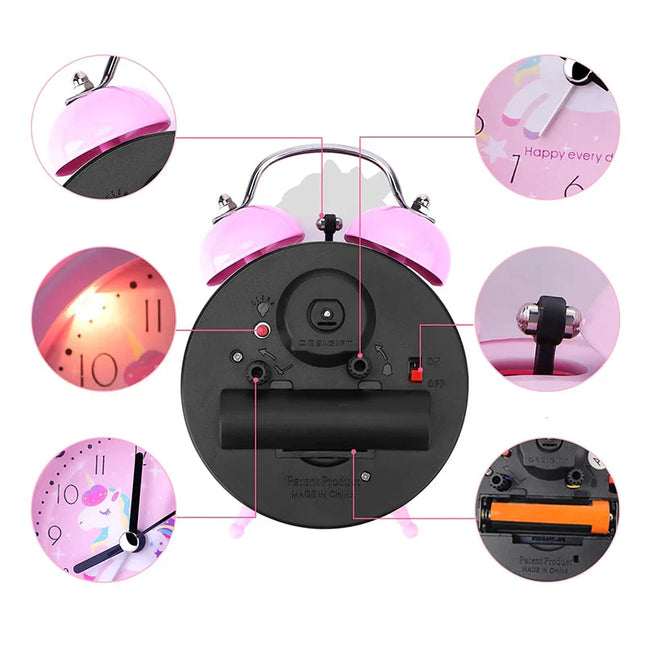 Lysande enhörning väckarklocka för barn