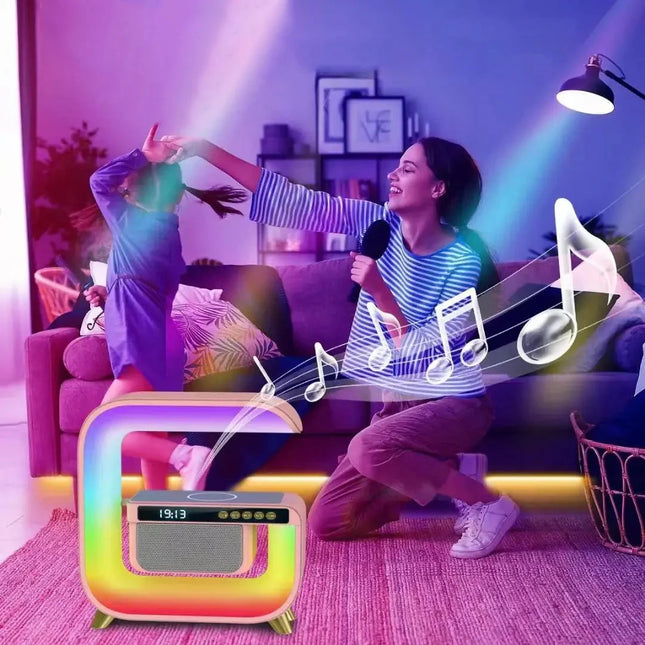 Väckarklocka med Bluetooth-högtalare och ljus