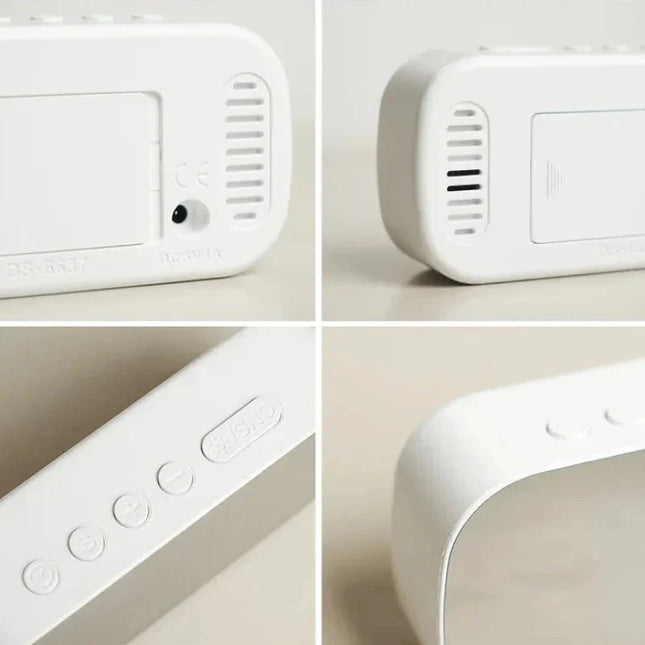 Nätdriven lysande väckarklocka med spegeldisplay