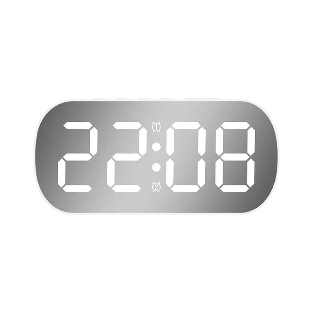 Nätdriven lysande väckarklocka med spegeldisplay