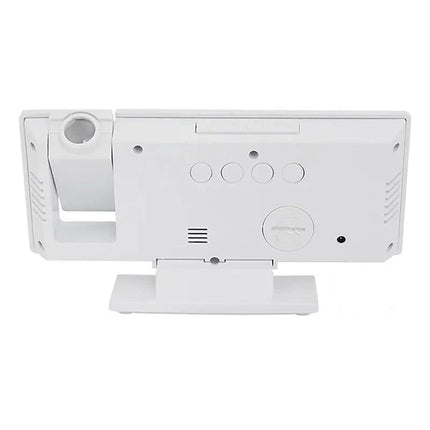 Vit digital väckarklocka med projektor