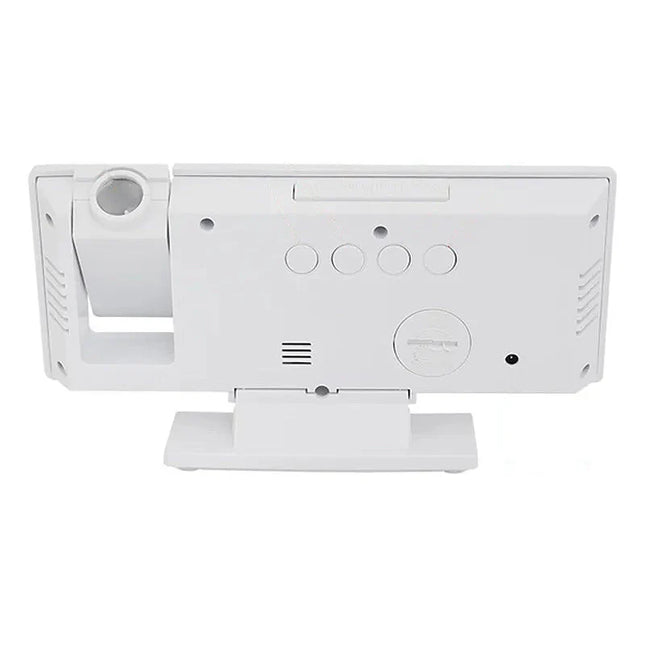 Vit digital väckarklocka med projektor