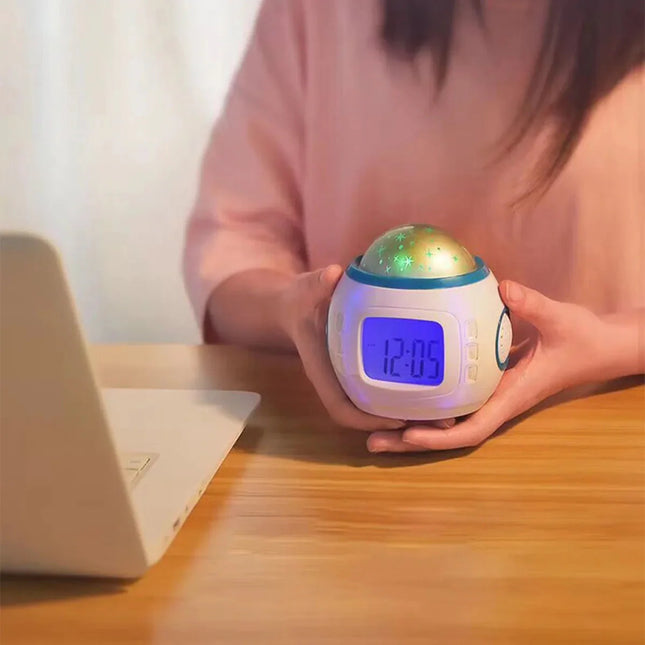 Väckarklocka med stjärnprojektor för barnrum