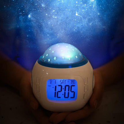 Väckarklocka med stjärnprojektor för barnrum