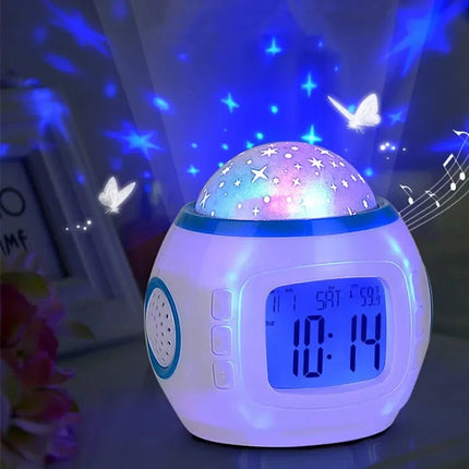 Väckarklocka med stjärnprojektor för barnrum