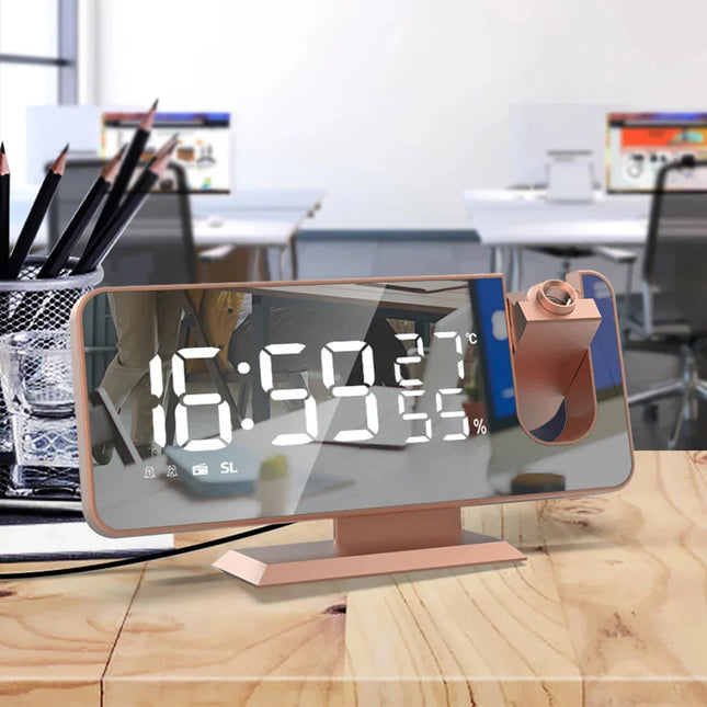 Digital projektorklocka i roséguld