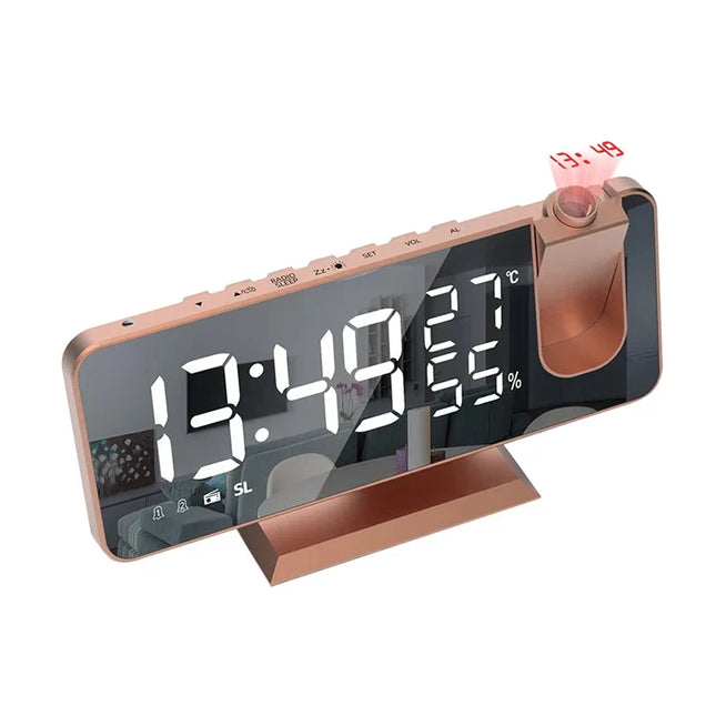 Digital projektorklocka i roséguld