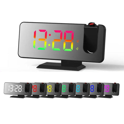 Projektorklocka med spegel för sovrummet