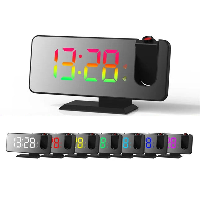 Projektorklocka med spegel för sovrummet