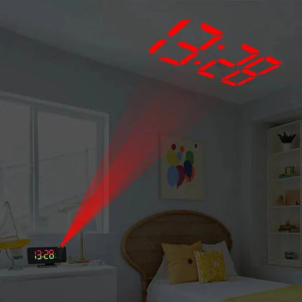 Projektorklocka med spegel för sovrummet