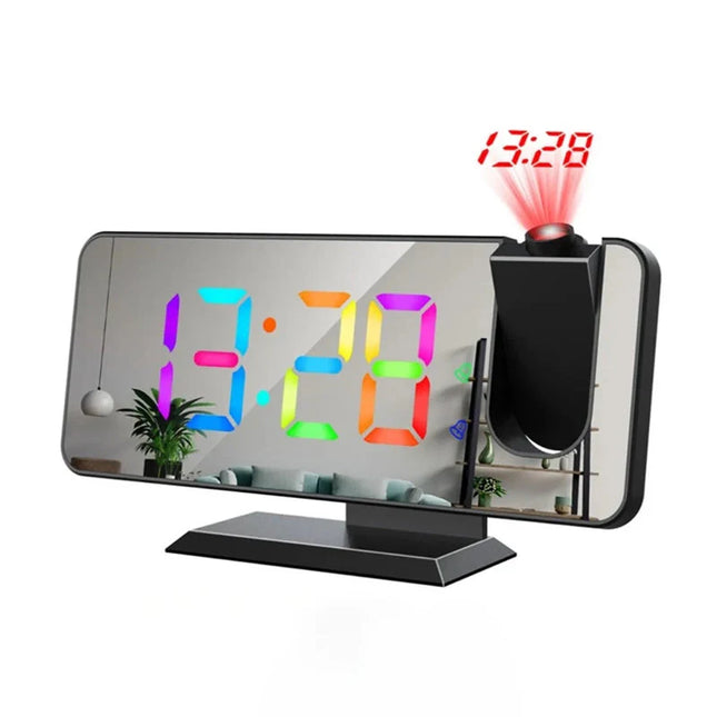 Projektorklocka med spegel för sovrummet