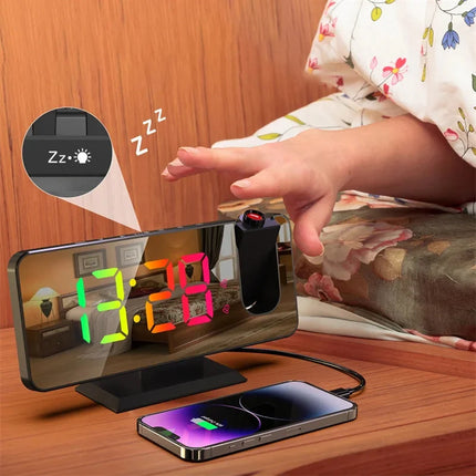 Projektorklocka med spegel för sovrummet