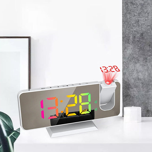 Projektorklocka med spegel för sovrummet