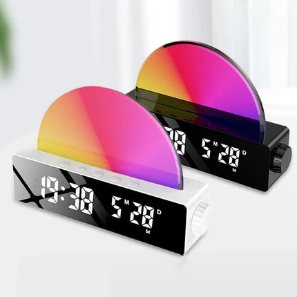 Väckarklocka med soluppgång och solnedgång