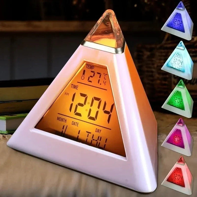Pyramid väckarklocka med nattlampa vuxna