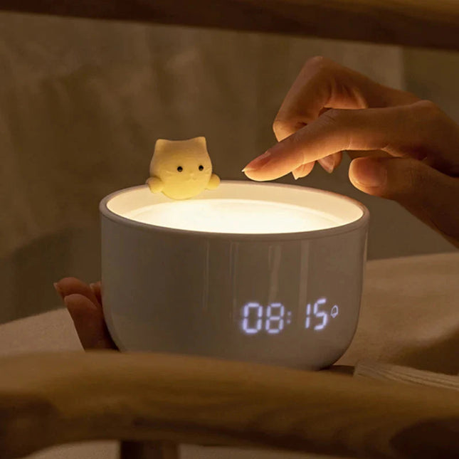 Väckarklocka och lampa med katt design