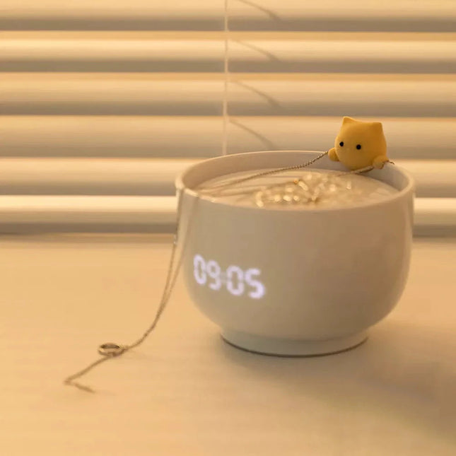 Väckarklocka och lampa med katt design