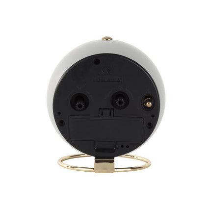 Vit vintage väckarklocka med guldstativ