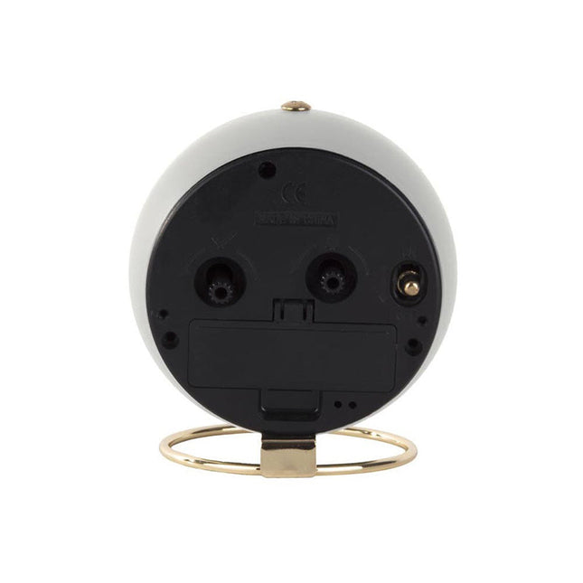 Vit vintage väckarklocka med guldstativ