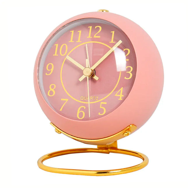Rosa vintage väckarklocka med guldstativ