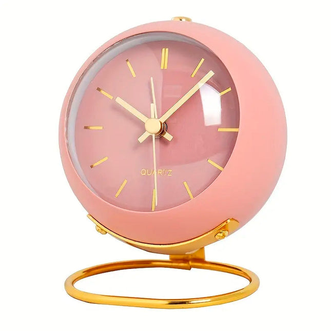 Rosa vintage väckarklocka med guldstativ