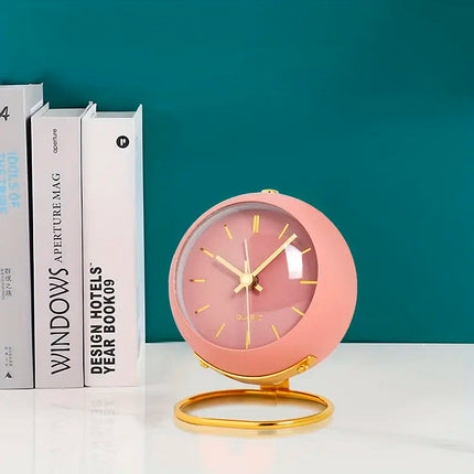 Rosa vintage väckarklocka med guldstativ